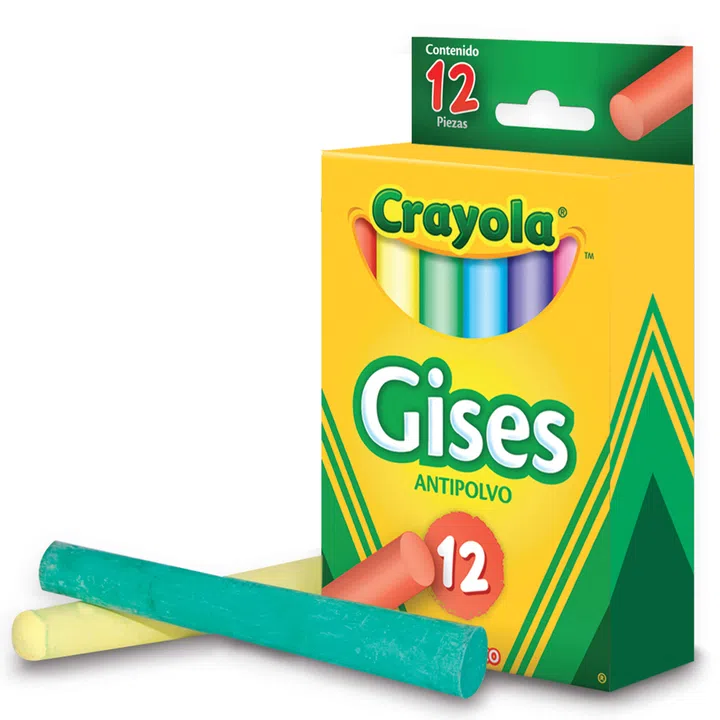 12 YESOS DE COLORES ANTIPOLVO CRAYOLA