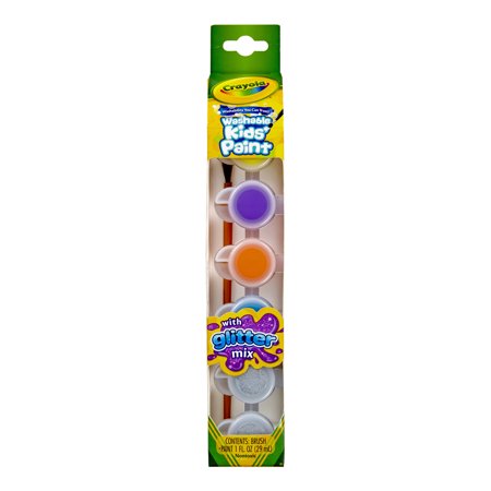 KIDS PAINT WASHABLE CRAYOLA CON GLITTER EFFECT 6 UNIDADES + PINCEL