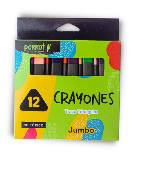 CRAYONES PARROT JUMBO TRIANGULAR 12 UND           