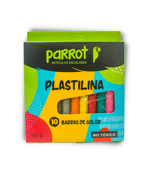 PLASTILINA PARROT 180 GRS BARRA 10 COLORES