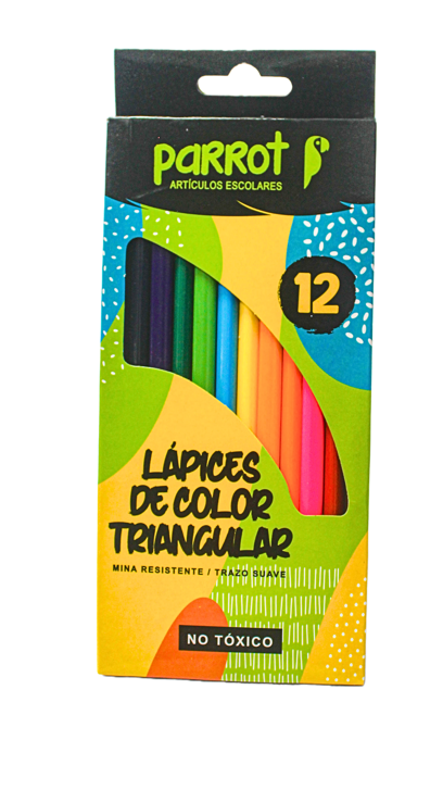 LAPIZ DE COLOR PARROT LARGOS TRIANGULAR 12 U.